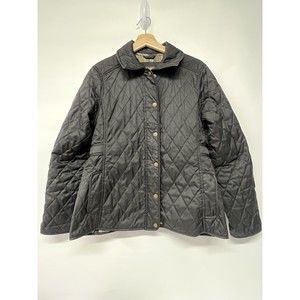 LL Bean Quilted Jacket Women’s Small Petite Black Plaid Light Weight